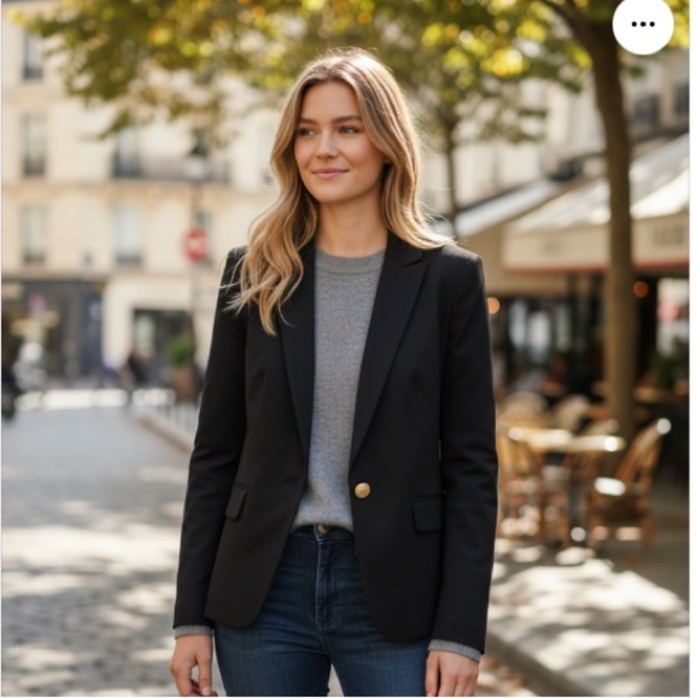 Vintage Jones New‎ York navy blue stretchy jacket size 12 Y2K